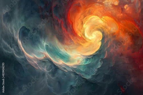 Abstract representation of solar energy, with swirling colors and dynamic shapes, symbolizing the power and potential of the sun