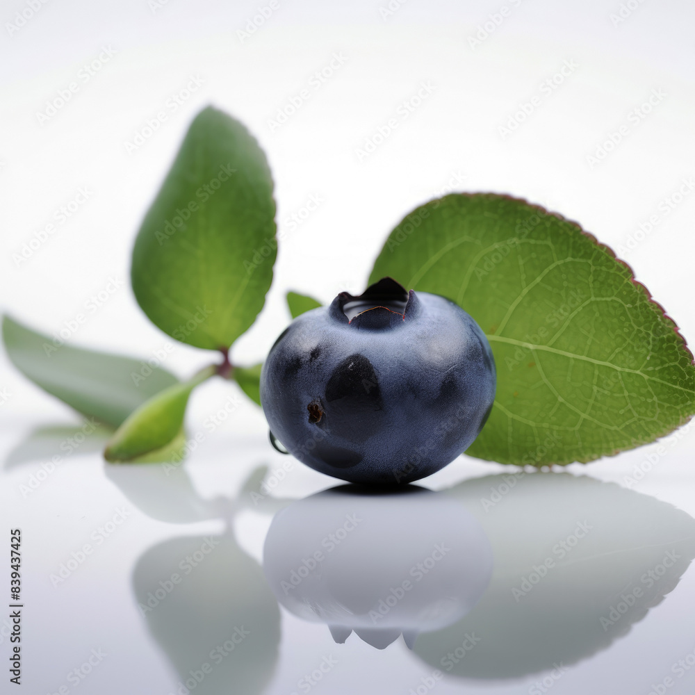 generated illustration of blueberry with leaves isolated on white background generated illustration of blueberry with leaves isolated on white background