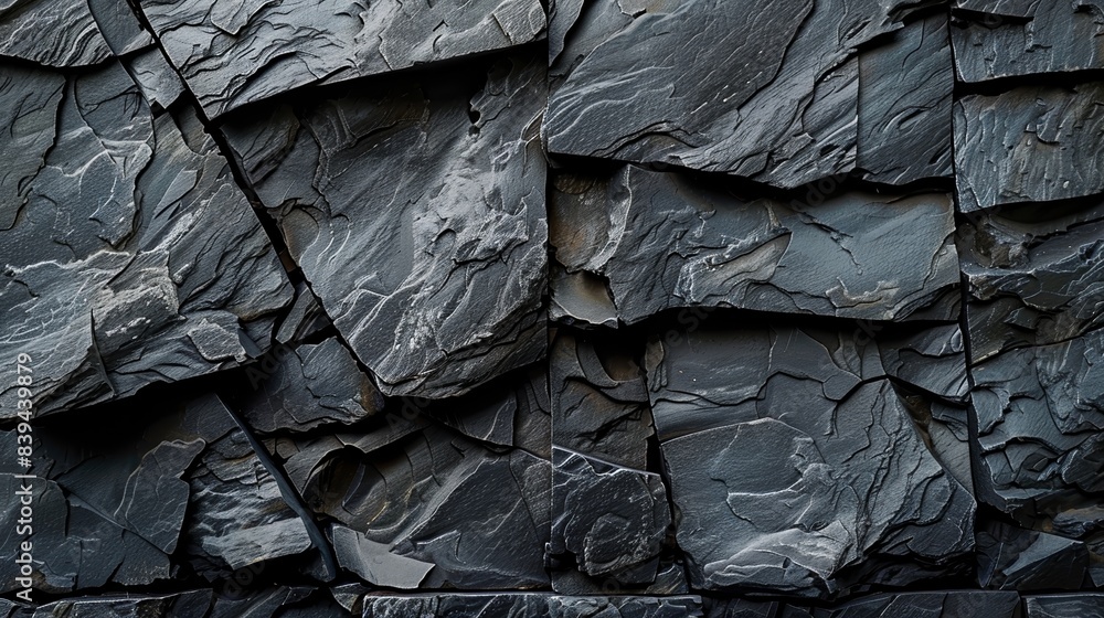 Close-up texture of dark slate rock wall with layered and cracked surface, ideal for background or wallpapers. Close-up texture of dark slate rock wall with layered and cracked surface, ideal for background or wallpapers.