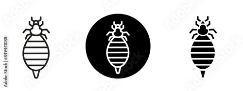 Louse Vector Icon Set - UI Design Symbols in Black Filled, and Outlined Styles, editable and reusable louse icons in multiple styles 