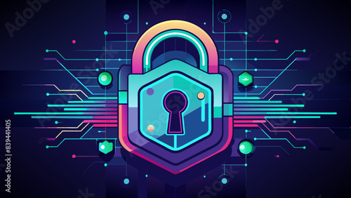 Reinforcing Digital Security Through the Power of Neon Lock Imagery Cybersecurity icon backgrounds