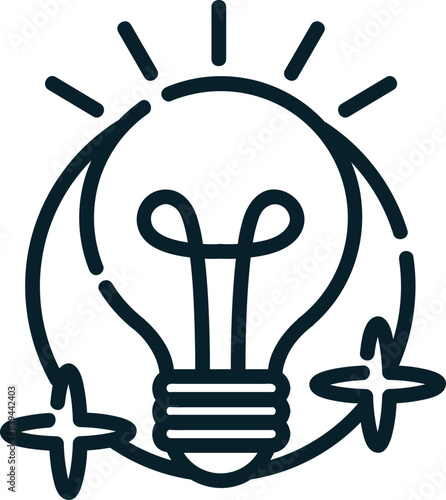 Lightbulb, hand-drawn startup icon.