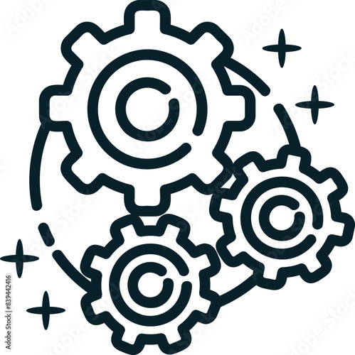 Gearwheel, hand-drawn startup icon.