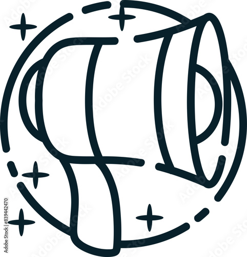 Megaphone, hand-drawn startup icon.