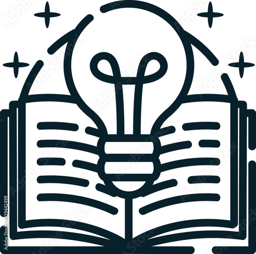 Book of ideas, hand-drawn startup icon.