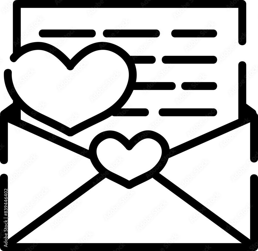 Love letter, hand-drawn love icon.