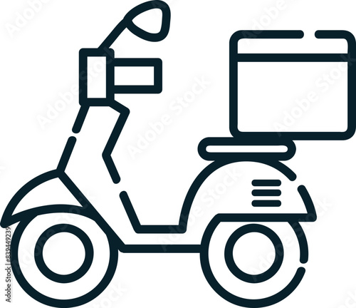 Courier bike, hand-drawn express delivery icon.