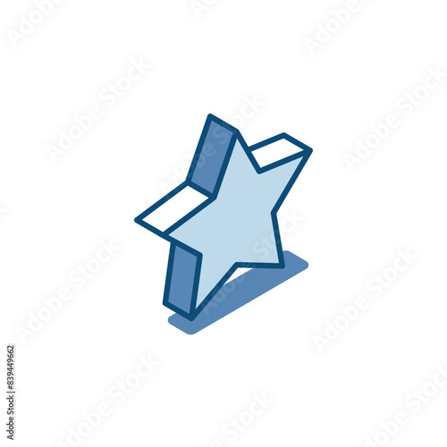 isometric star linear icon, in color on white background, rating and popularity
