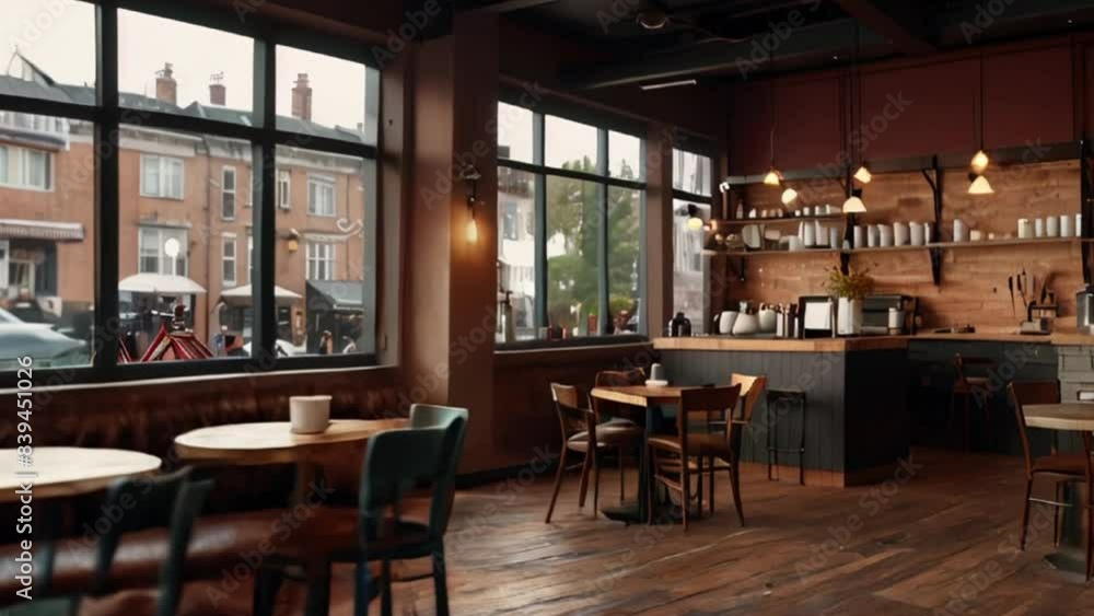 custom made wallpaper toronto digitalIndustrial Chic Cafe with Large Windows and Wooden Flooring