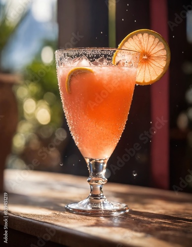 Alcoholic cocktail with grapefruit and ice. Selective focus. ai generative