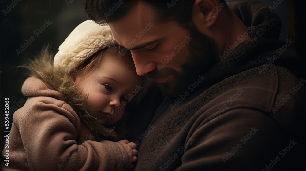 Tender Father-Daughter Embrace Moment in Warm Light. Fathers Day Tender Father-Daughter Embrace Moment in Warm Light. Fathers Day