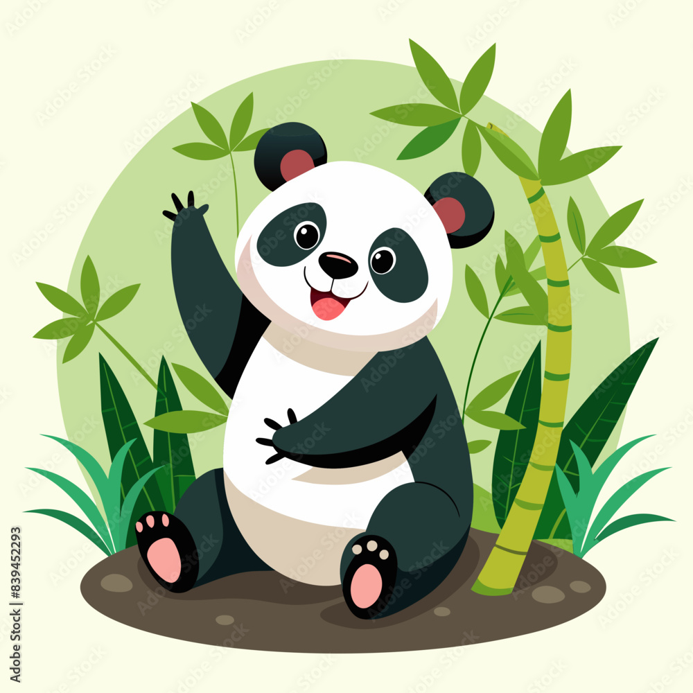 Playing panda with a bamboo vector illustration on white background Playing panda with a bamboo vector illustration on white background
