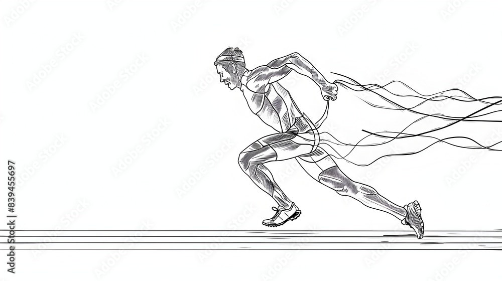 Driven Athlete Sprinting Across Finish Line with Focused Intensity Driven Athlete Sprinting Across Finish Line with Focused Intensity
