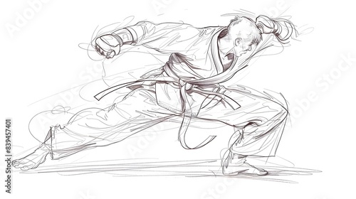 Energetic Ninja Warrior Silhouette Sketch in Motion