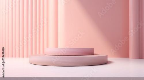 Minimalist Pastel Podium Display Scene in Abstract 3D Render Stock Illustration © Spear