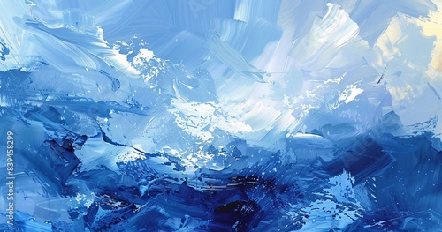 Abstract Artistic Blue Landscape with Textured Brush Strokes