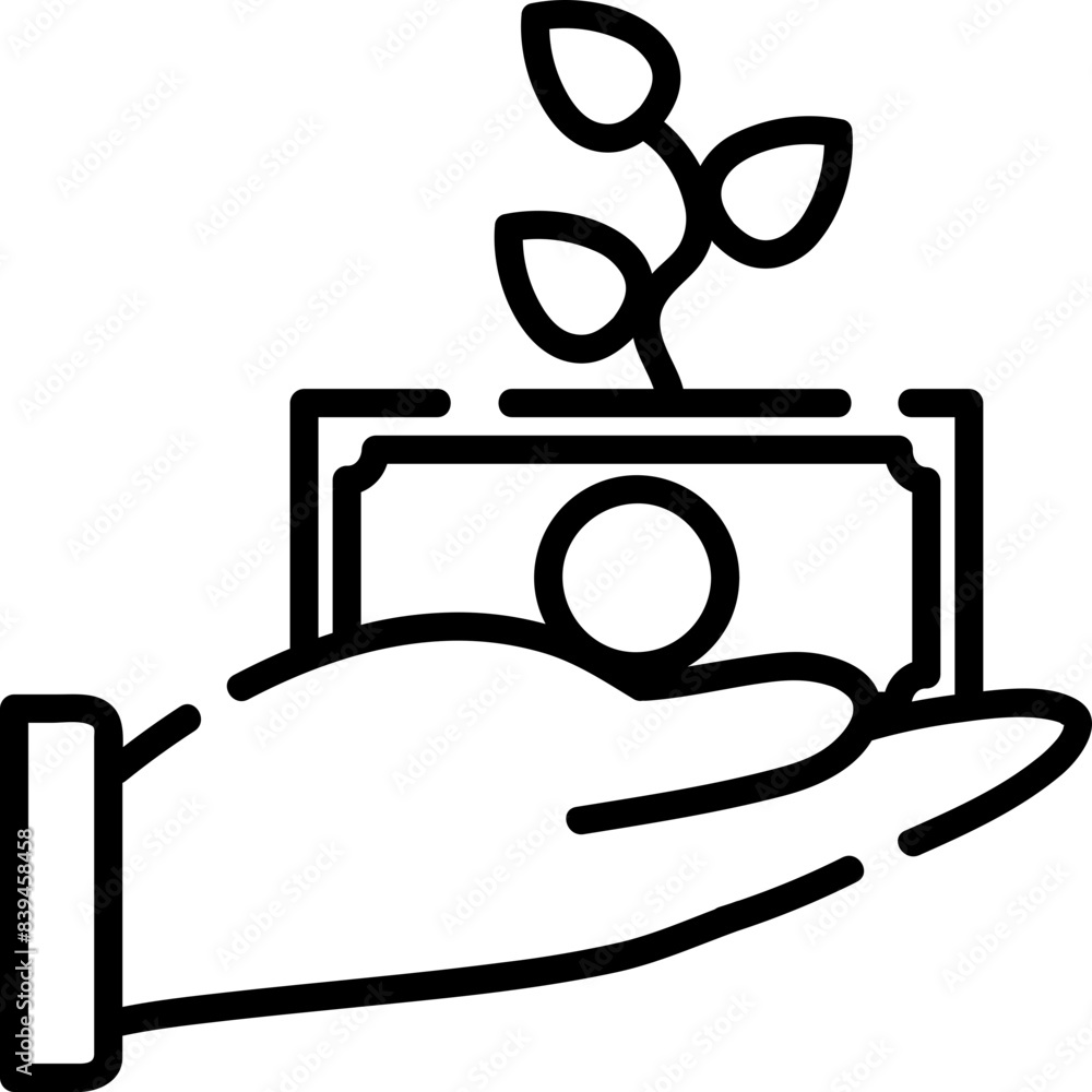 Investment, hand-drawn banking icon. Investment, hand-drawn banking icon.