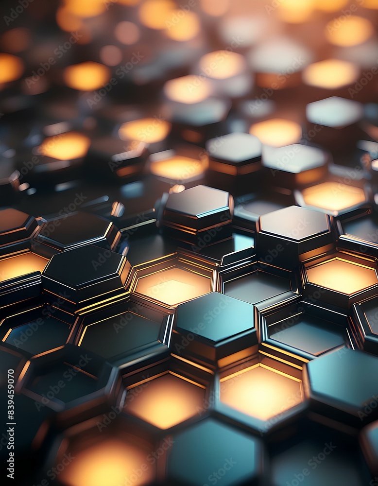 Obraz premium Black hexagons with a gentle glow