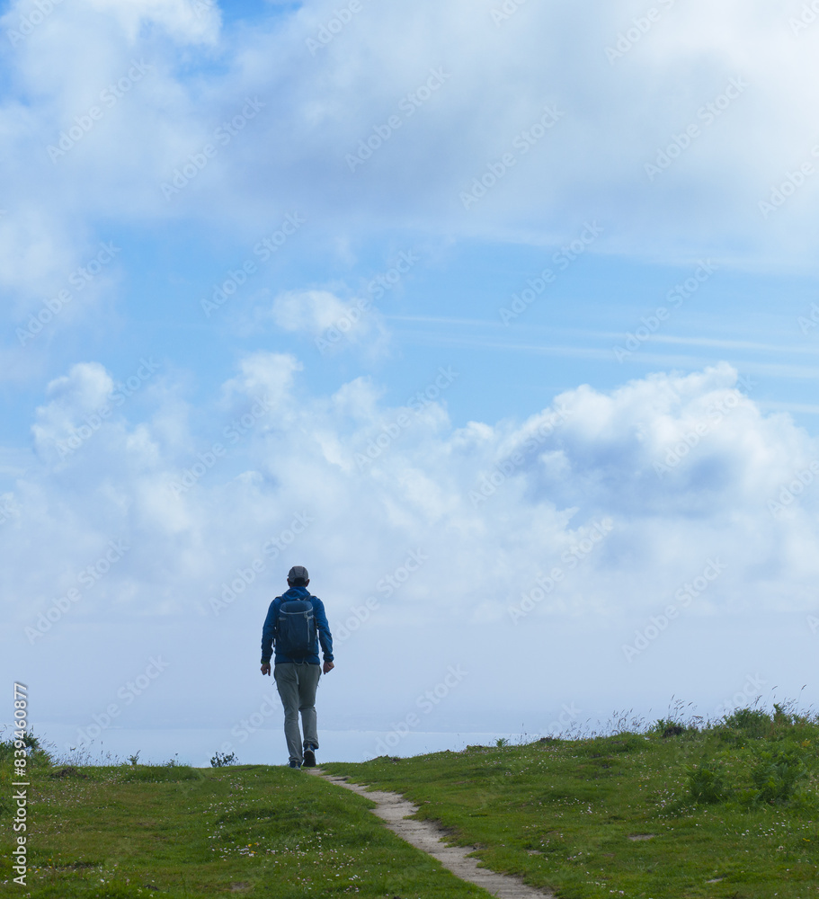 Hiker in Jaizkibel. Hiker in Jaizkibel mountain, Euskadi. Hiker in Jaizkibel. Hiker in Jaizkibel mountain, Euskadi.