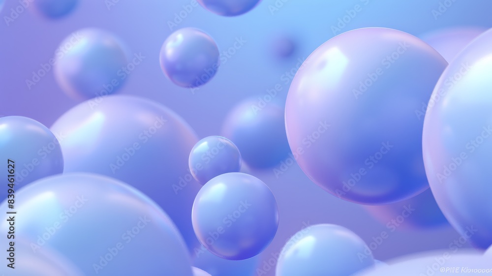 Abstract 3D Rendering of Glowing Blue and Purple Spheres Floating in a Soft, Dreamy Background Abstract 3D Rendering of Glowing Blue and Purple Spheres Floating in a Soft, Dreamy Background
