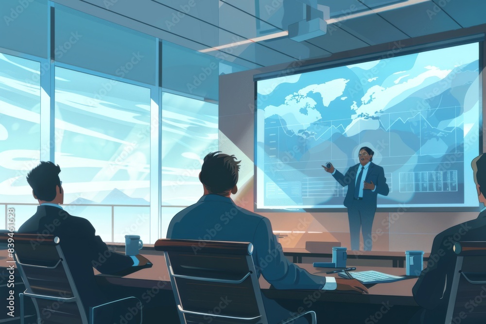 A dynamic depiction of a diverse group of people in a workshop setting, learning about financial planning with interactive screens displaying financial data and charts around the room A dynamic depiction of a diverse group of people in a workshop setting, learning about financial planning with interactive screens displaying financial data and charts around the room