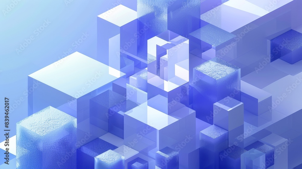 Abstract 3D rendering of blue and white cubes in a futuristic geometric pattern with a soft gradient background. Abstract 3D rendering of blue and white cubes in a futuristic geometric pattern with a soft gradient background.