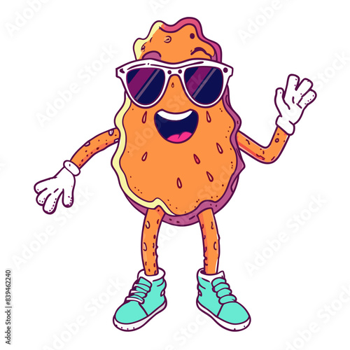 bottomless suglass,illustration,anim, retro, vintage, mascot, character on white background