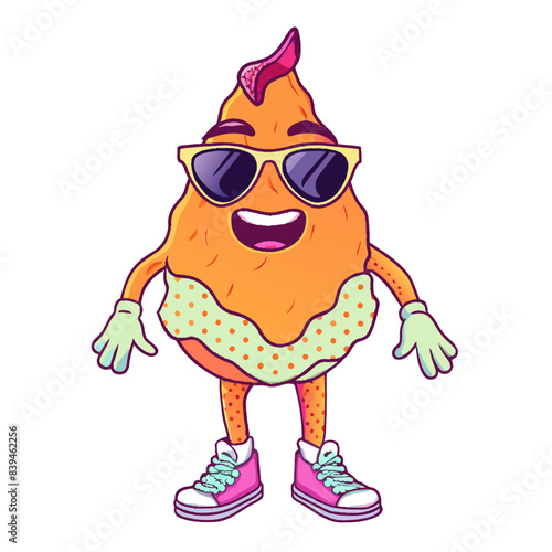 bottomless suglass,illustration,anim, retro, vintage, mascot, character on white background