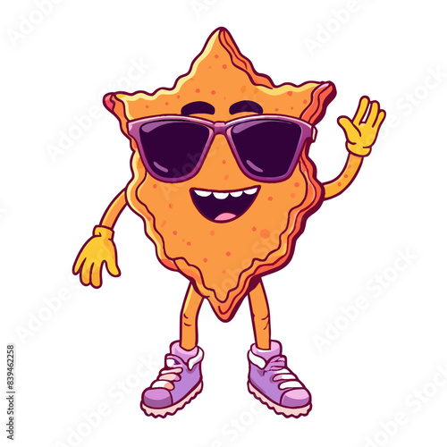 bottomless suglass,illustration,anim, retro, vintage, mascot, character on white background