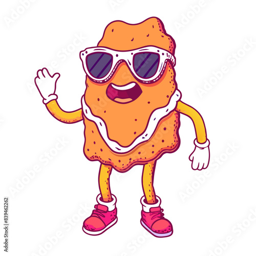 bottomless suglass,illustration,anim, retro, vintage, mascot, character on white background