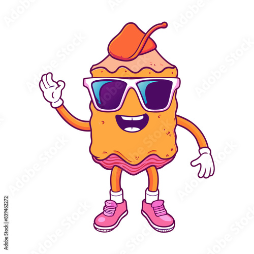 bottomless suglass,illustration,anim, retro, vintage, mascot, character on white background