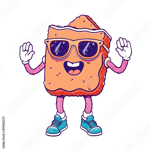 bottomless suglass,illustration,anim, retro, vintage, mascot, character on white background