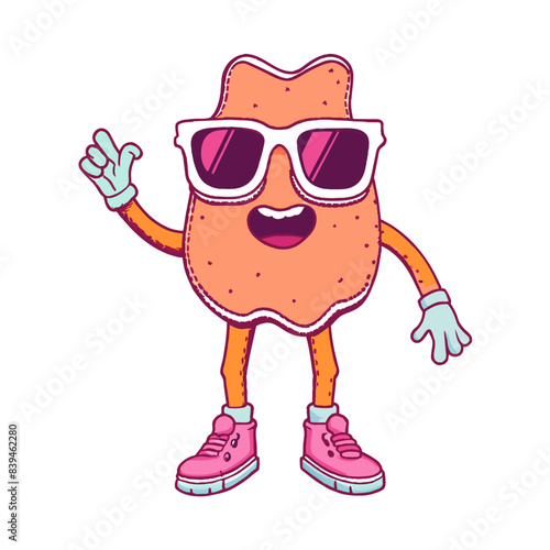 bottomless suglass,illustration,anim, retro, vintage, mascot, character on white background