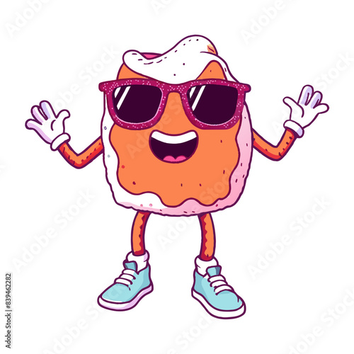 bottomless suglass,illustration,anim, retro, vintage, mascot, character on white background