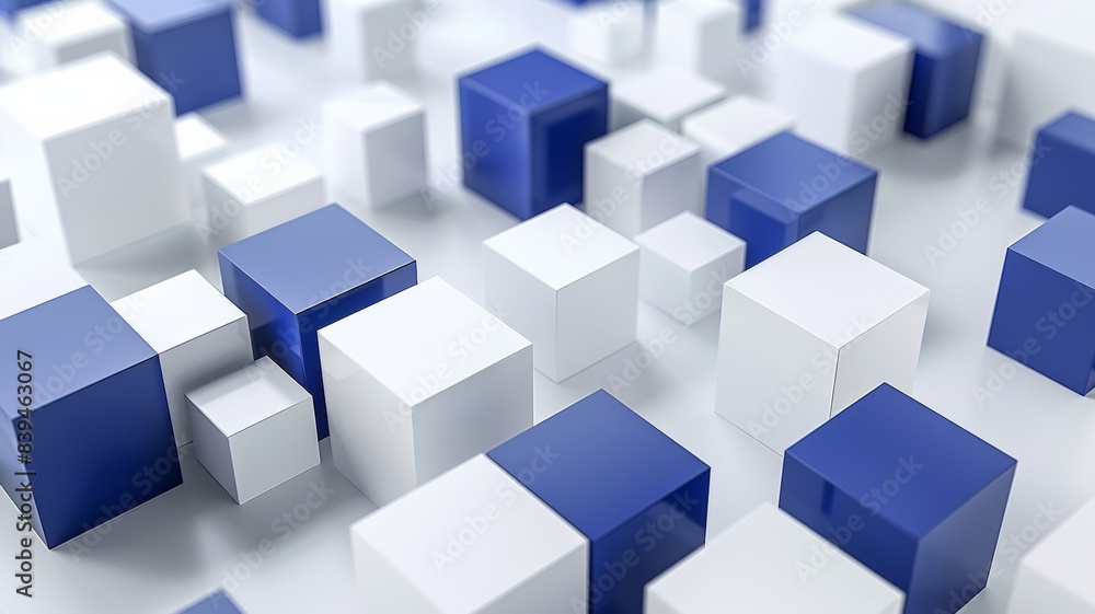 Abstract composition of blue and white cubes. Abstract composition of blue and white cubes.