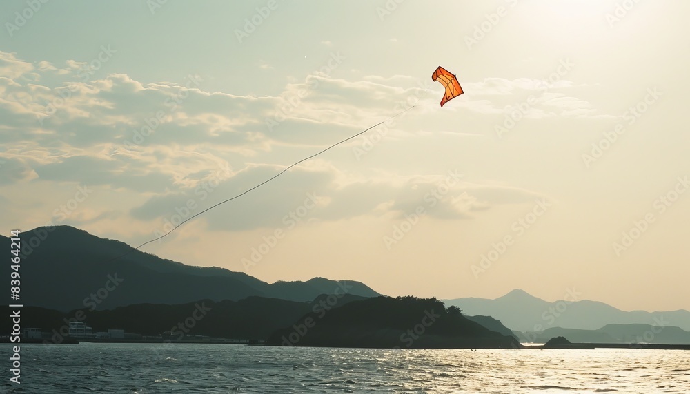 Boundless Freedom: A Kite Soaring Over the Skies of Hatsushima at 7:4 Boundless Freedom: A Kite Soaring Over the Skies of Hatsushima at 7:4