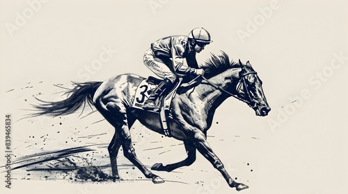 Jockey Riding Horse in Minimalist Line Art