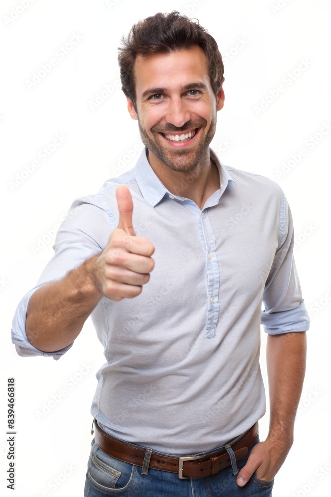 Fototapeta premium Enthusiastic Approval with Both Hands Giving Thumbs Up
