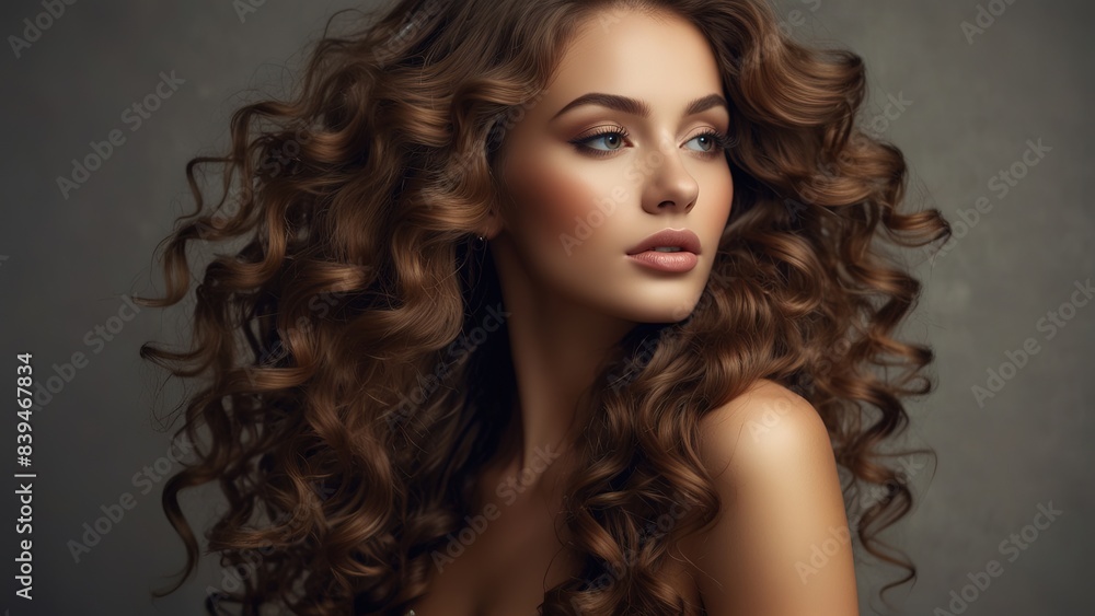 Fototapeta premium Blonde woman model wearing trendy clothes and makeup, model in trendy dress, photoshoot