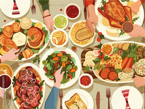 Family Holiday Celebration: Culinary Delights, Shared Meals, and Animated Memories
