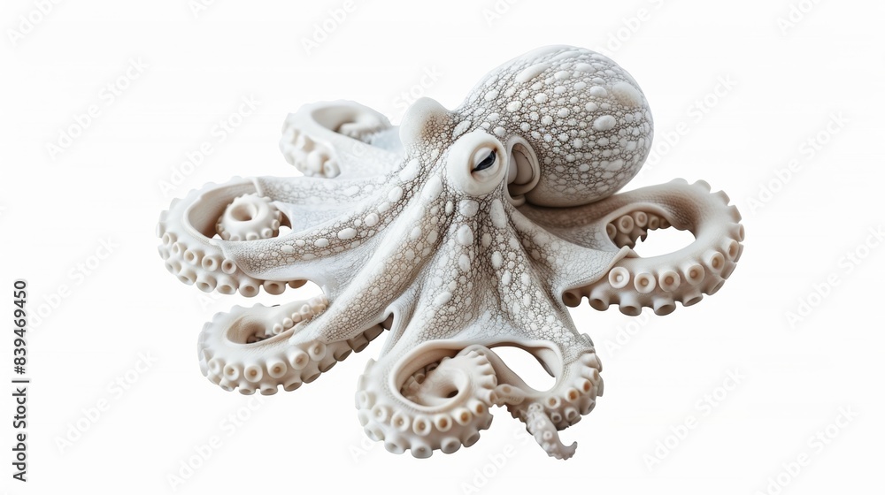 Obraz premium Octopus in white color isolated on white