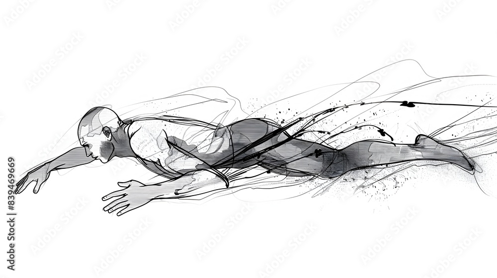 Minimalist of Triathlete Swimming in One-Line Sketch Minimalist of Triathlete Swimming in One-Line Sketch