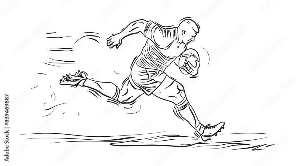 Minimalist Rugby Player Tackling in Line Art Style Minimalist Rugby Player Tackling in Line Art Style
