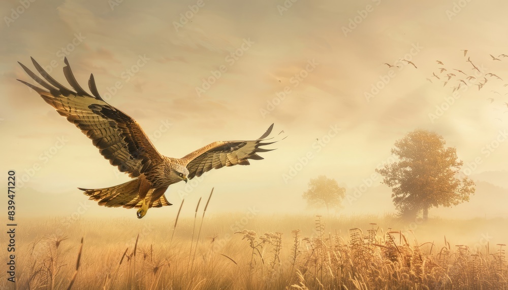 Graceful Soarings: A Red Kite in the Fields of Lleida Graceful Soarings: A Red Kite in the Fields of Lleida