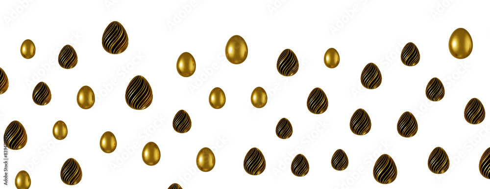 golden easter eggs; 3d rendered illustration golden easter eggs; 3d rendered illustration