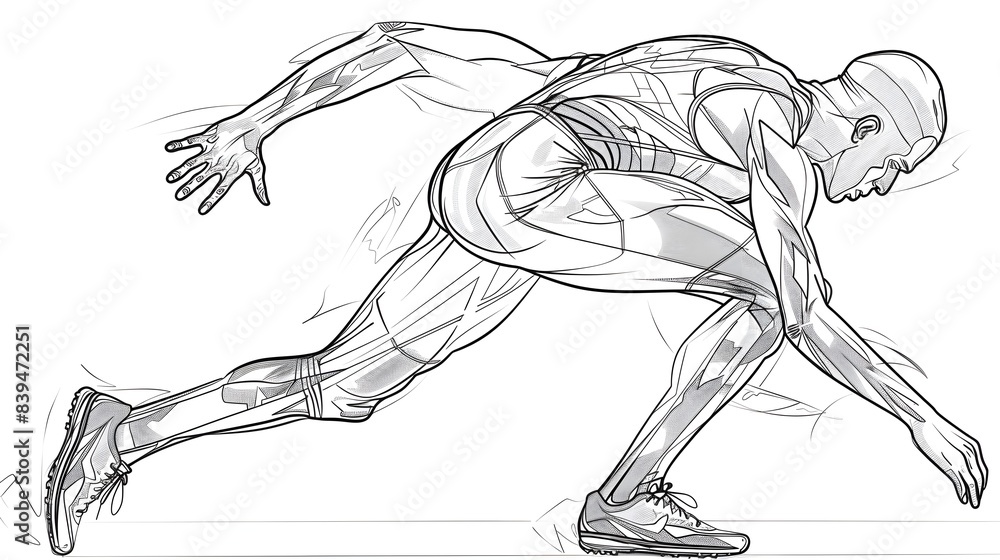 Fototapeta premium Muscular Athlete Jumping High with Dynamic Motion Outdoors