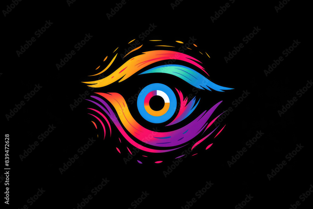 Obraz premium generated illustration colorful eye with abstract background. colorful eye painting