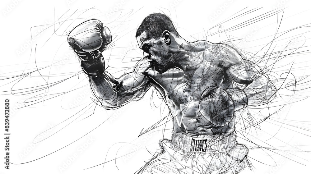 Fototapeta premium Powerful Boxer Delivering Decisive Punch in Intense Athletic Competition