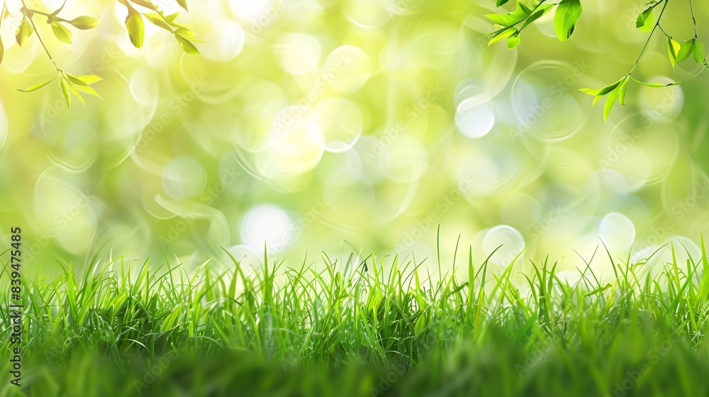 Fototapeta premium Sunny Meadow with Blurred Green Background