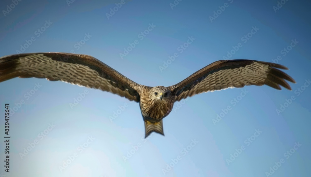 Fototapeta premium Graceful Black Eared Kite Soaring Over Akashi
